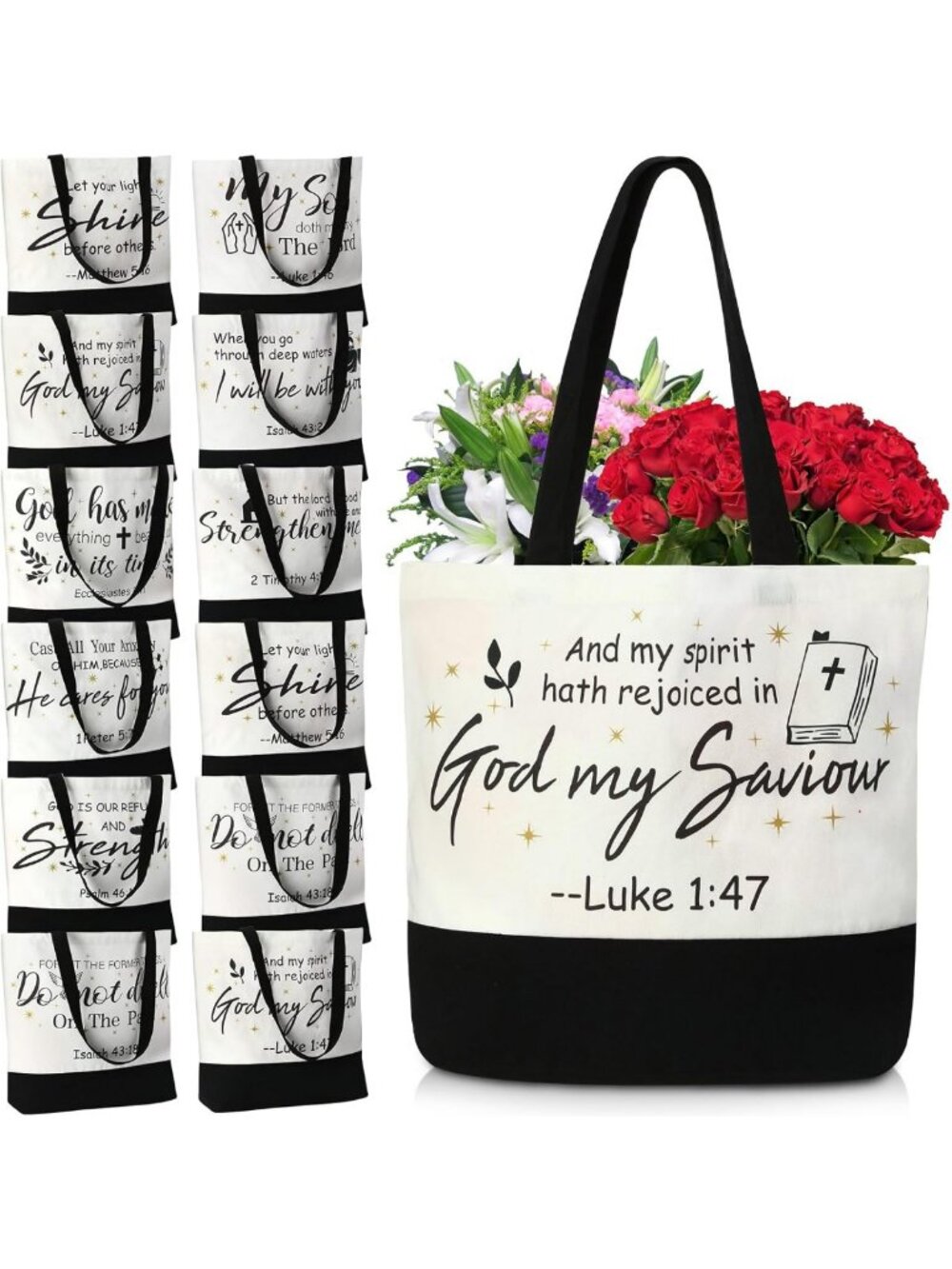 20 Pcs Inspirational Tote Bags for Women, Bible Gift Bags, Classic Design